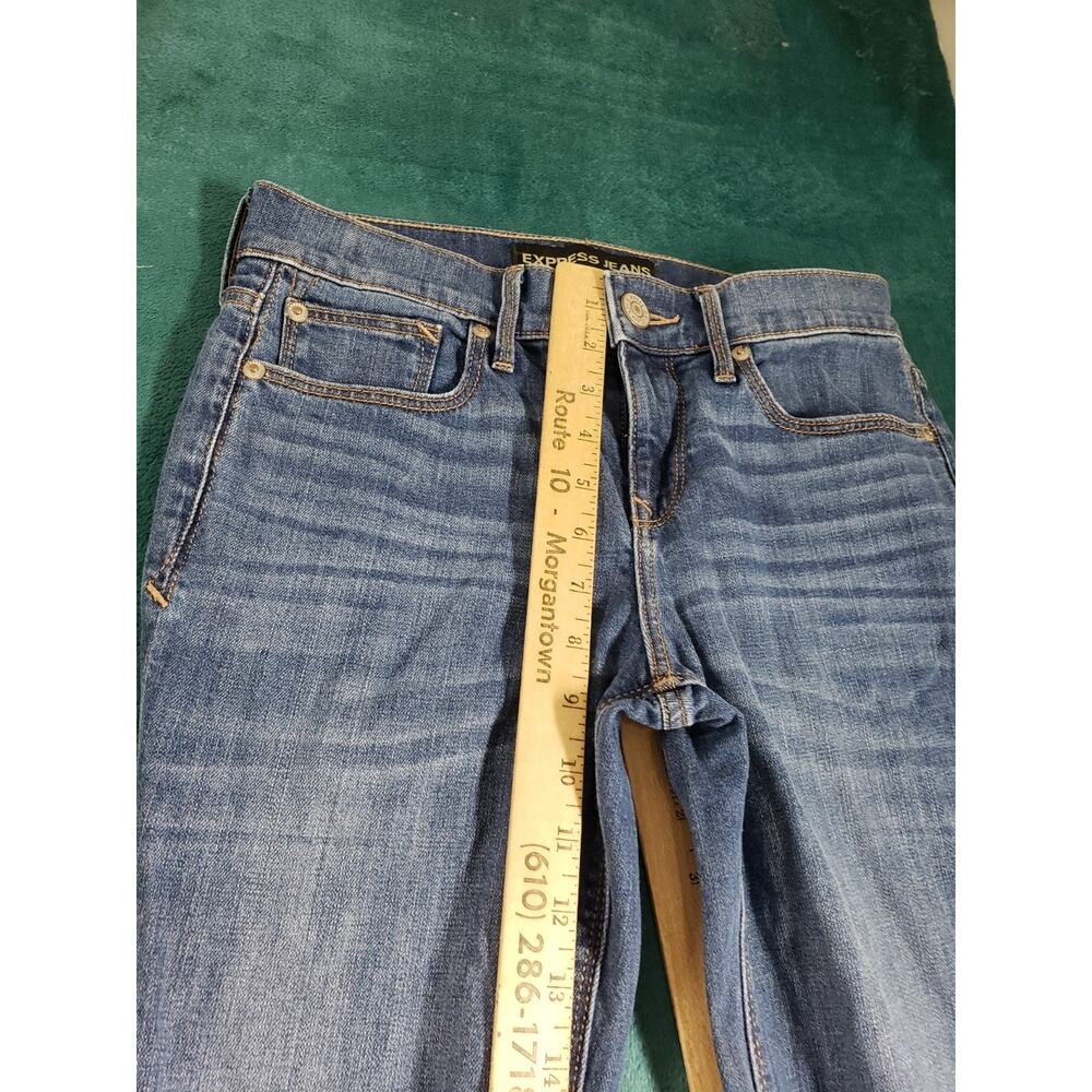 Express Jeans Size 0 Women Blue Denim Stretch Pants Distressed Mid Rise Skinny - Picture 7 of 13